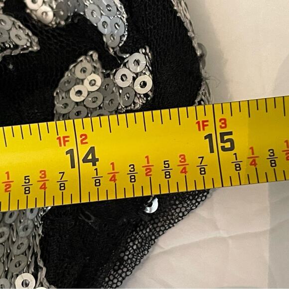 Xscape Black W Metallic Silver Sequins Pleated Event Occasion Dress NWOT Size 2 - Picture 11 of 13